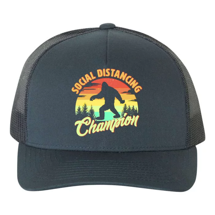 Funny Vintage Bigfoot Social Distancing Champion Yupoong Adult 5-Panel Trucker Hat