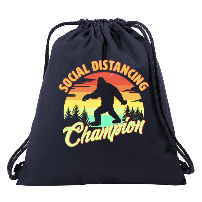 Funny Vintage Bigfoot Social Distancing Champion Drawstring Bag