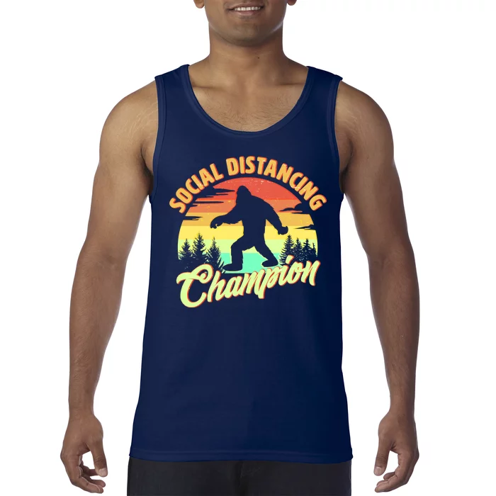 Funny Vintage Bigfoot Social Distancing Champion Tank Top