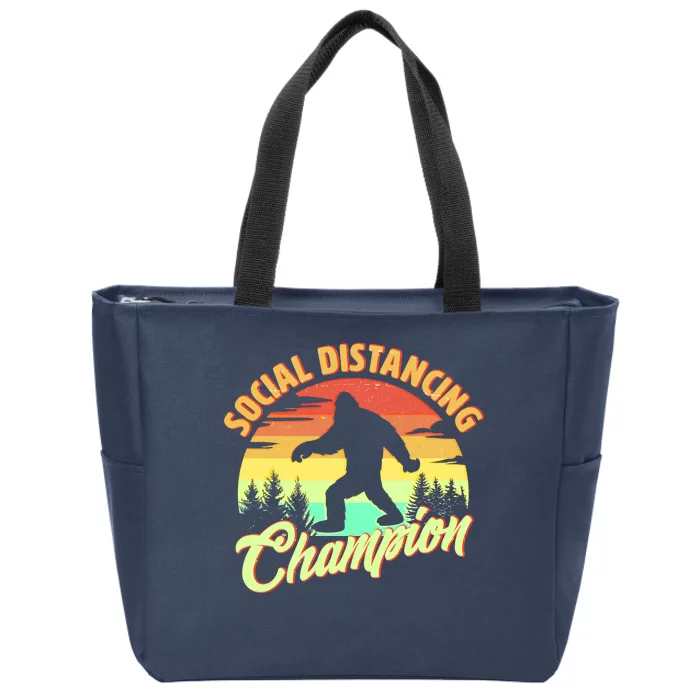 Funny Vintage Bigfoot Social Distancing Champion Zip Tote Bag