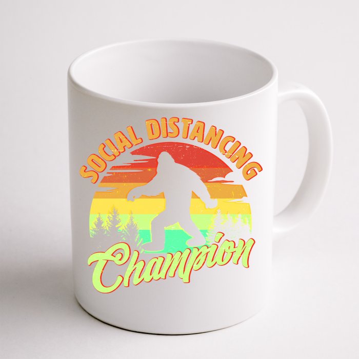 Funny Vintage Bigfoot Social Distancing Champion Front & Back Coffee Mug