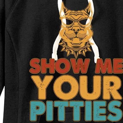 Funny Vintage Colors Show Me Your Pitties Pit Bull Women's Fleece Hoodie