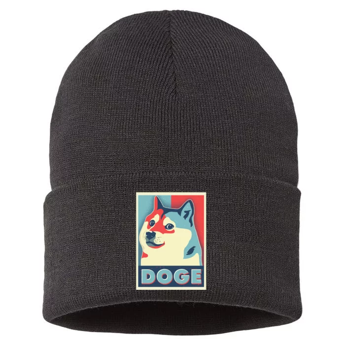 Funny Vintage Doge Meme Crypto Currency Sustainable Knit Beanie