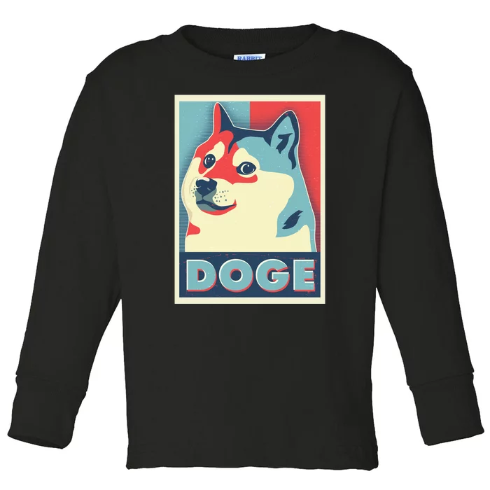 Funny Vintage Doge Meme Crypto Currency Toddler Long Sleeve Shirt