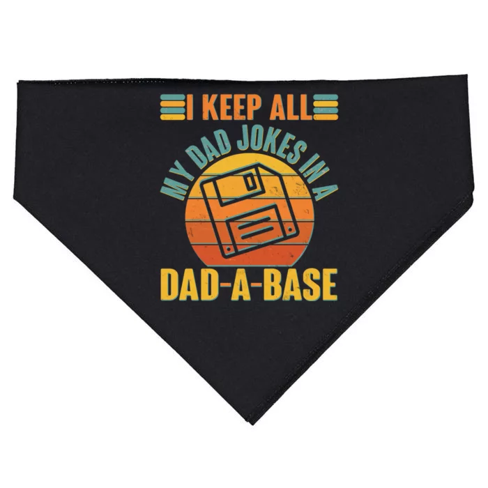 Funny Vintage I Keep All My Dad Jokes In A Dad-A-Base USA-Made Doggie Bandana