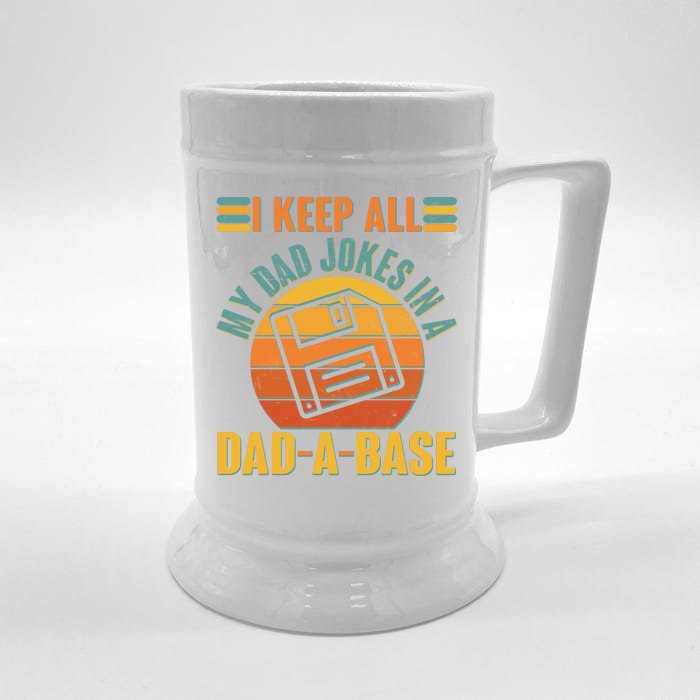 Funny Vintage I Keep All My Dad Jokes In A Dad-A-Base Front & Back Beer Stein