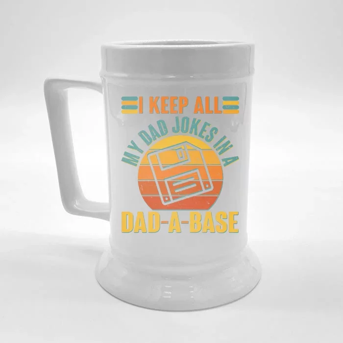 Funny Vintage I Keep All My Dad Jokes In A Dad-A-Base Front & Back Beer Stein