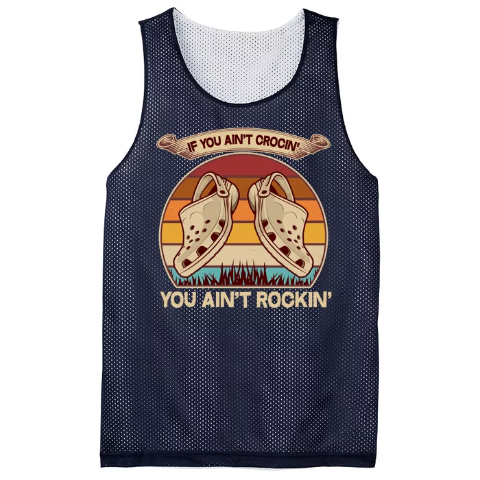 Funny Vintage If You Ain't Crocin' You Ain't Rockin Mesh Reversible Basketball Jersey Tank