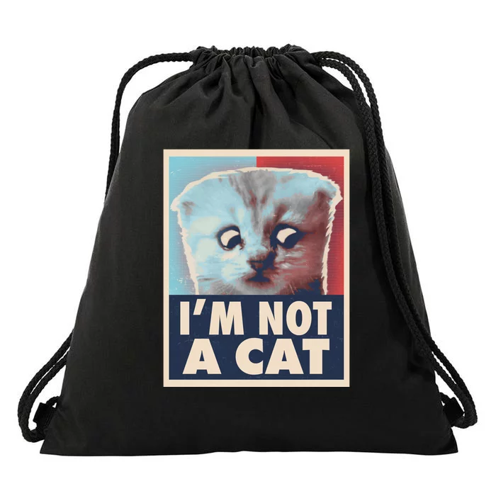 Funny Vintage I'm Not A Cat Zoom Lawyer Cat Meme Drawstring Bag