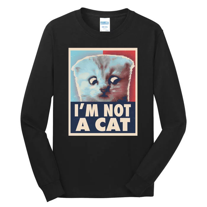 Funny Vintage I'm Not A Cat Zoom Lawyer Cat Meme Tall Long Sleeve T-Shirt