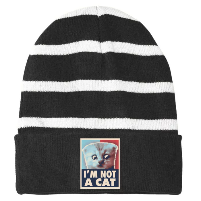 Funny Vintage I'm Not A Cat Zoom Lawyer Cat Meme Striped Beanie with Solid Band