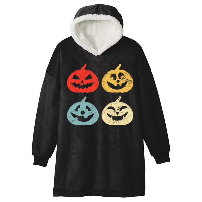 Funny Vintage Jack O Lanterns Pumkin Hooded Wearable Blanket