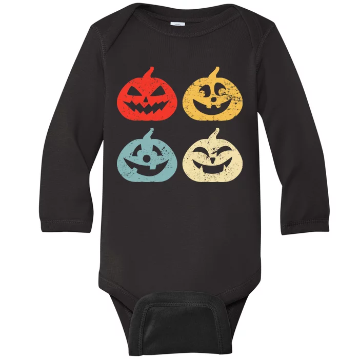 Funny Vintage Jack O Lanterns Pumkin Baby Long Sleeve Bodysuit