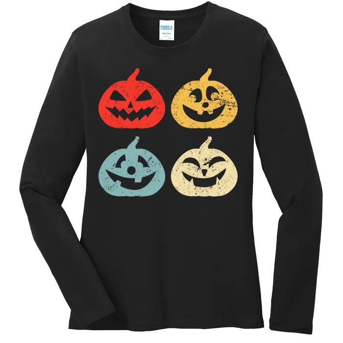 Funny Vintage Jack O Lanterns Pumkin Ladies Long Sleeve Shirt