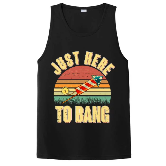 Funny Vintage Just Here To Bang July 4th Performance Tank