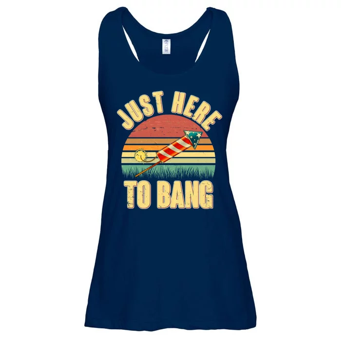 Funny Vintage Just Here To Bang July 4th Ladies Essential Flowy Tank