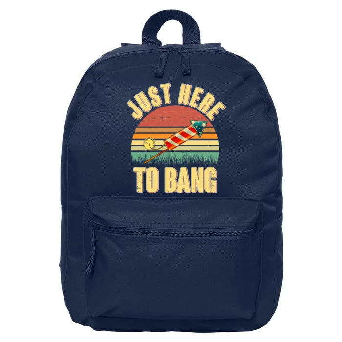 Funny Vintage Just Here To Bang July 4th 16 in Basic Backpack