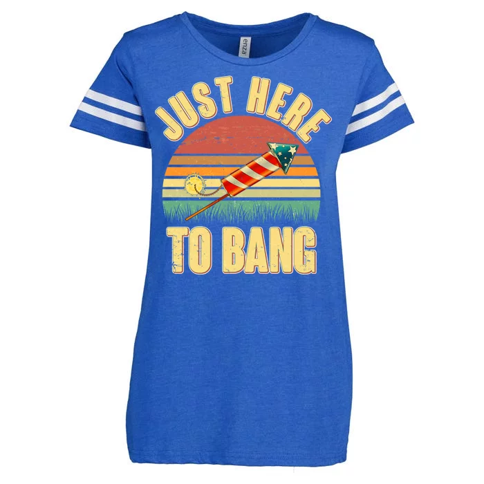 Funny Vintage Just Here To Bang July 4th Enza Ladies Jersey Football T-Shirt