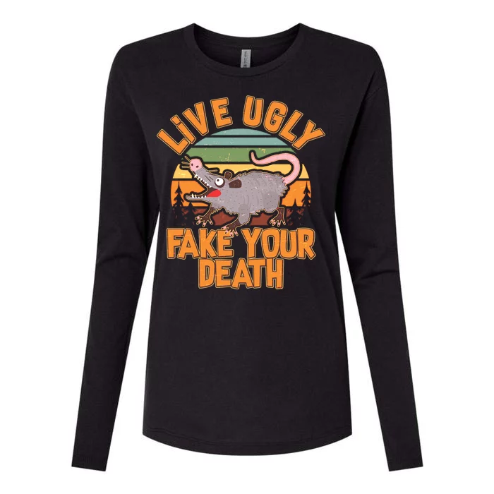 Funny Vintage Live Ugly Fake Your Death Womens Cotton Relaxed Long Sleeve T-Shirt