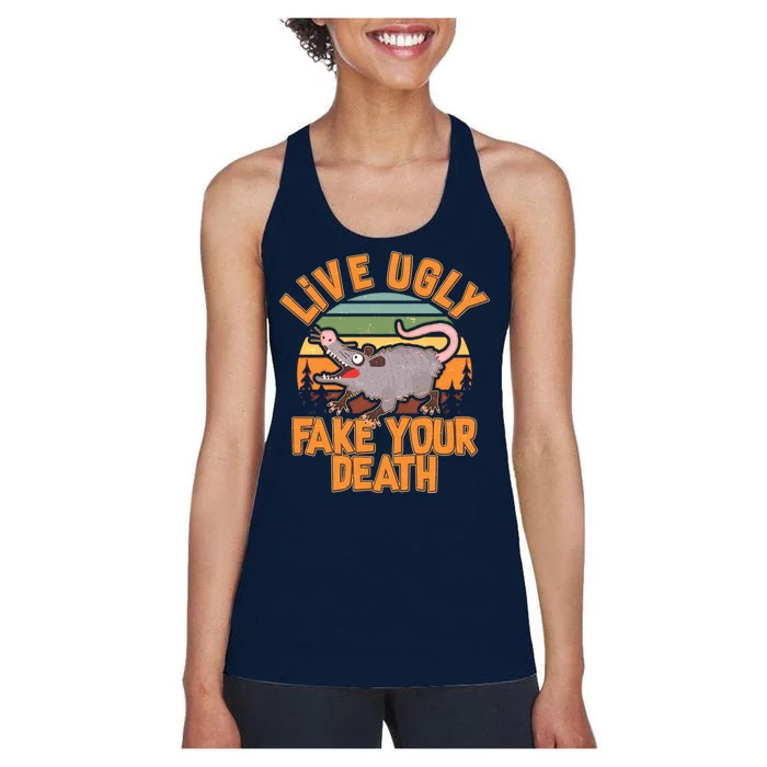 Funny Vintage Live Ugly Fake Your Death Women's Racerback Tank