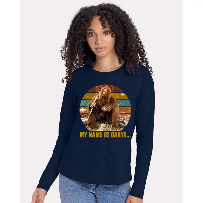 Funny Vintage My Name is Daryl Big Foot Womens Cotton Relaxed Long Sleeve T-Shirt