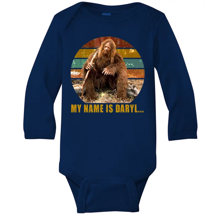 Funny Vintage My Name is Daryl Big Foot Baby Long Sleeve Bodysuit