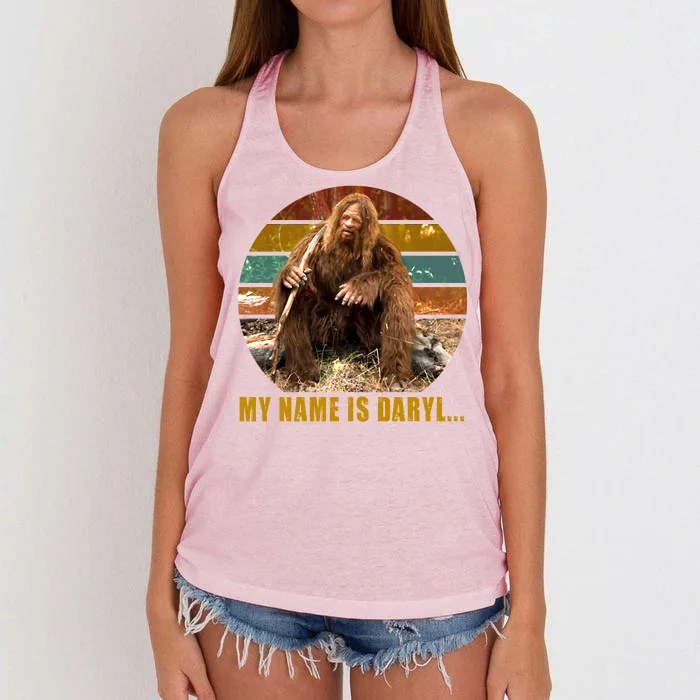 Funny Vintage My Name is Daryl Big Foot Women's Knotted Racerback Tank