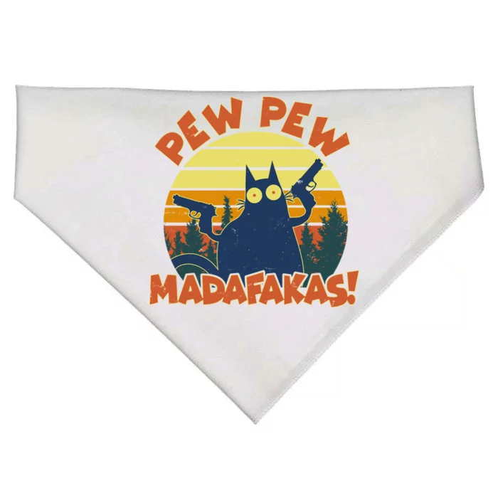 Funny Vintage Pew Pew Madafakas Gun Cat USA-Made Doggie Bandana