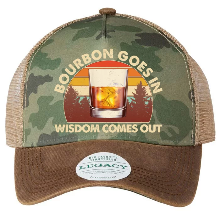 Funny Vintage Retro Bourbon Goes In Wisdom Comes Out Legacy Tie Dye Trucker Hat