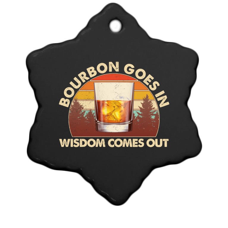 Funny Vintage Retro Bourbon Goes In Wisdom Comes Out Christmas Ornament