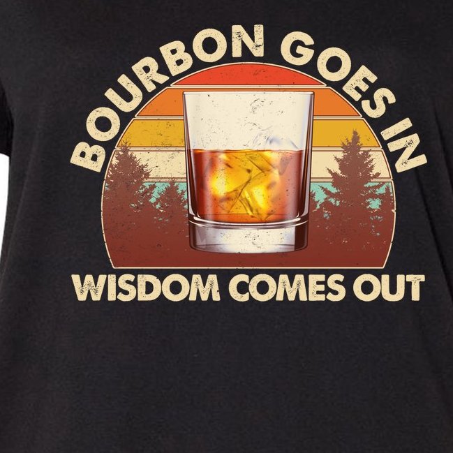 Funny Vintage Retro Bourbon Goes In Wisdom Comes Out Women's V-Neck Plus Size T-Shirt