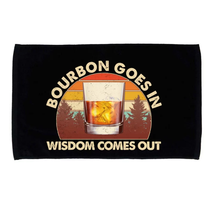 Funny Vintage Retro Bourbon Goes In Wisdom Comes Out Microfiber Hand Towel