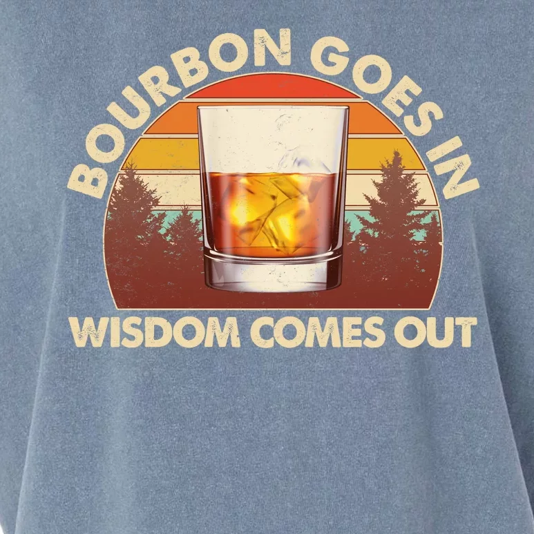 Funny Vintage Retro Bourbon Goes In Wisdom Comes Out Garment-Dyed Women's Muscle Tee