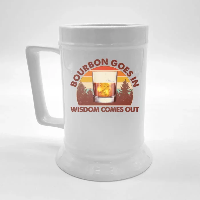 Funny Vintage Retro Bourbon Goes In Wisdom Comes Out Front & Back Beer Stein