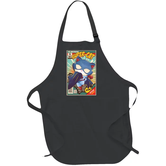 Funny Vintage The Ameowzing Super-Cat Comic Cover Full-Length Apron With Pocket