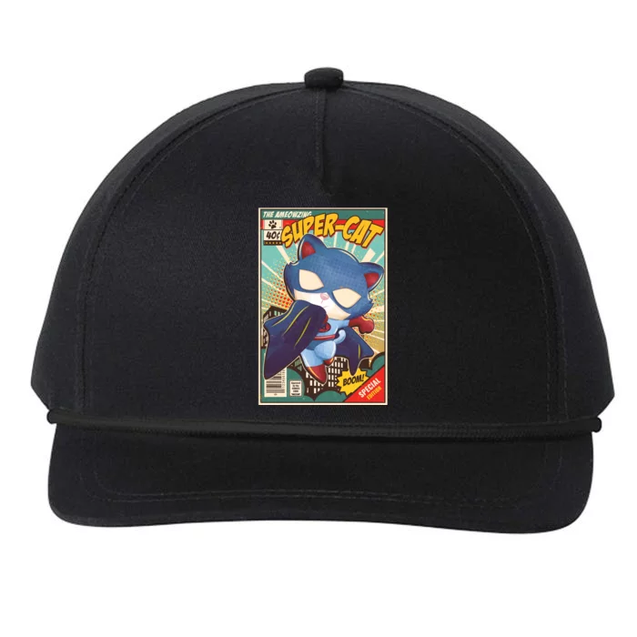 Funny Vintage The Ameowzing Super-Cat Comic Cover Snapback Five-Panel Rope Hat