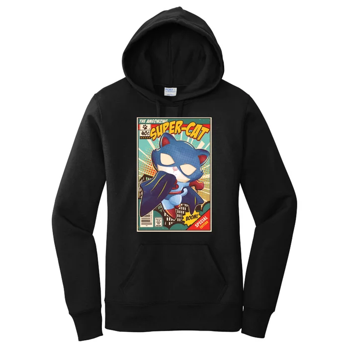 Funny Vintage The Ameowzing Super-Cat Comic Cover Women's Pullover Hoodie