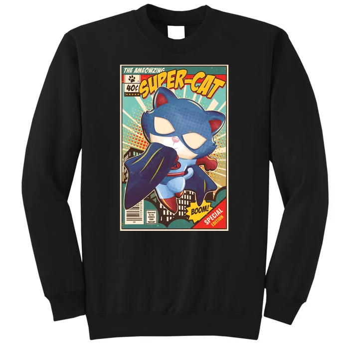 Funny Vintage The Ameowzing Super-Cat Comic Cover Tall Sweatshirt