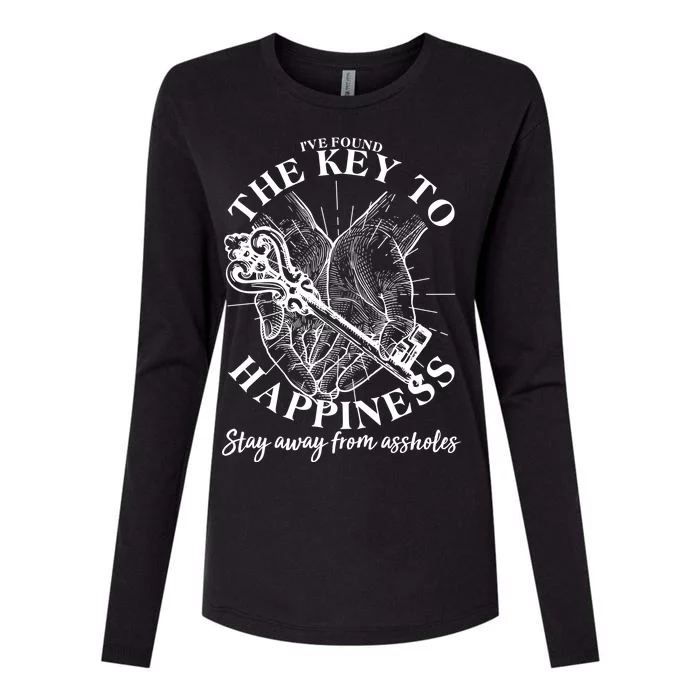 Funny Vintage The Key to Happiness Womens Cotton Relaxed Long Sleeve T-Shirt