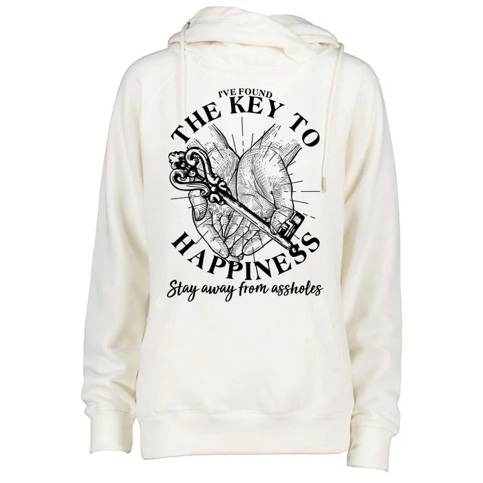 Funny Vintage The Key to Happiness Womens Funnel Neck Pullover Hood