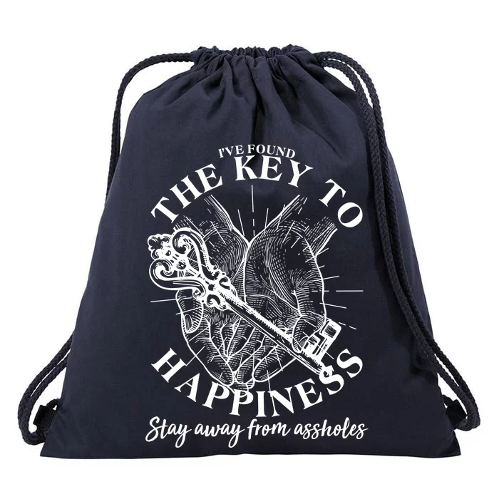 Funny Vintage The Key to Happiness Drawstring Bag