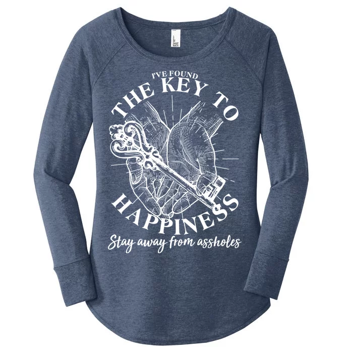 Funny Vintage The Key to Happiness Women's Perfect Tri Tunic Long Sleeve Shirt