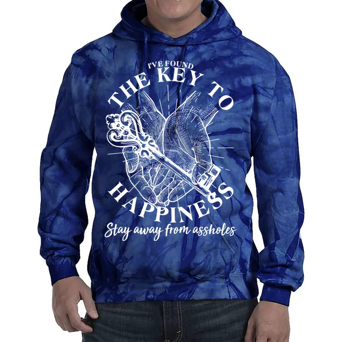 Funny Vintage The Key to Happiness Tie Dye Hoodie