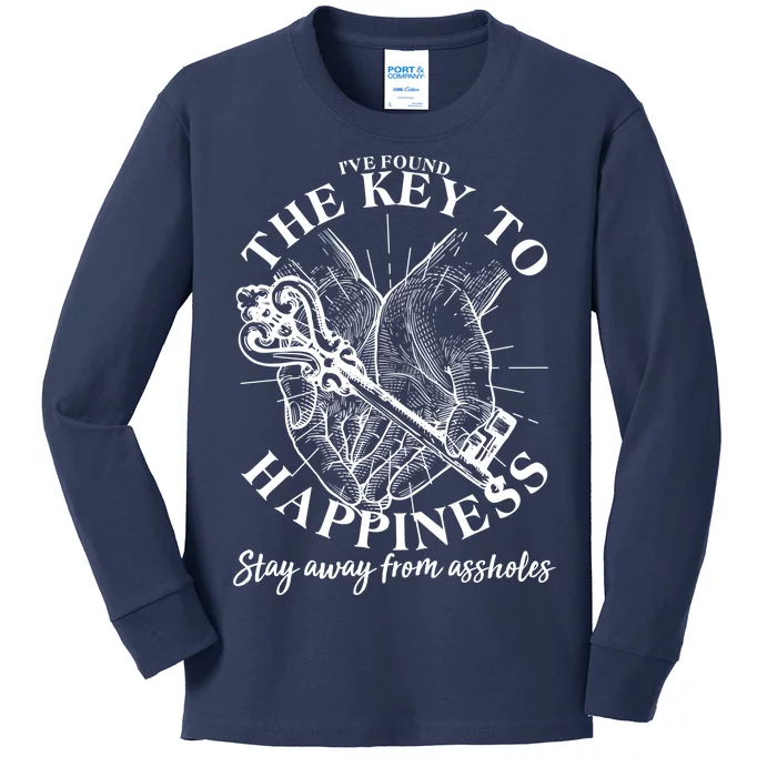 Funny Vintage The Key to Happiness Kids Long Sleeve Shirt