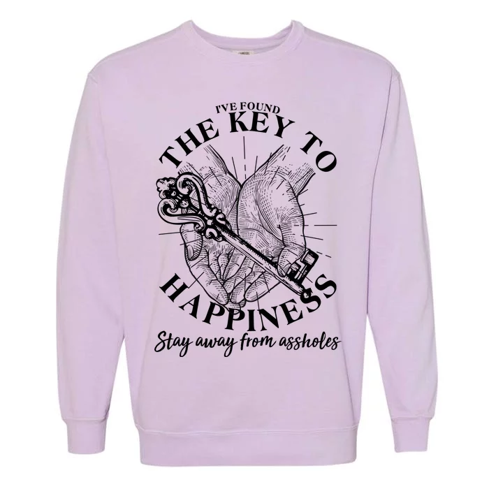 Funny Vintage The Key to Happiness Garment-Dyed Sweatshirt