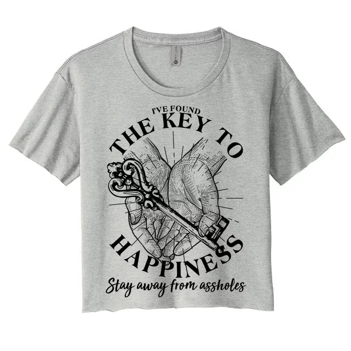 Funny Vintage The Key to Happiness Women's Crop Top Tee