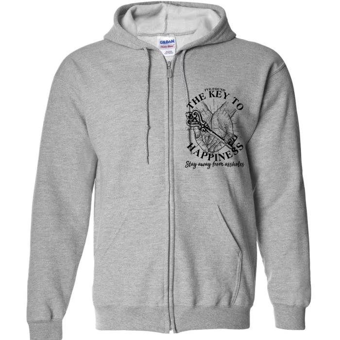 Funny Vintage The Key to Happiness Full Zip Hoodie