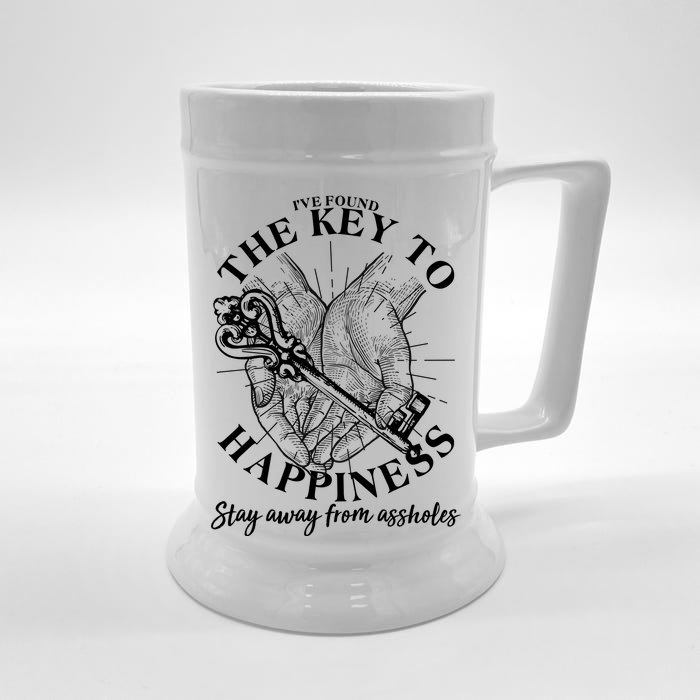 Funny Vintage The Key to Happiness Front & Back Beer Stein