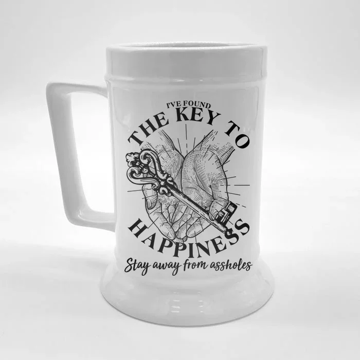 Funny Vintage The Key to Happiness Front & Back Beer Stein