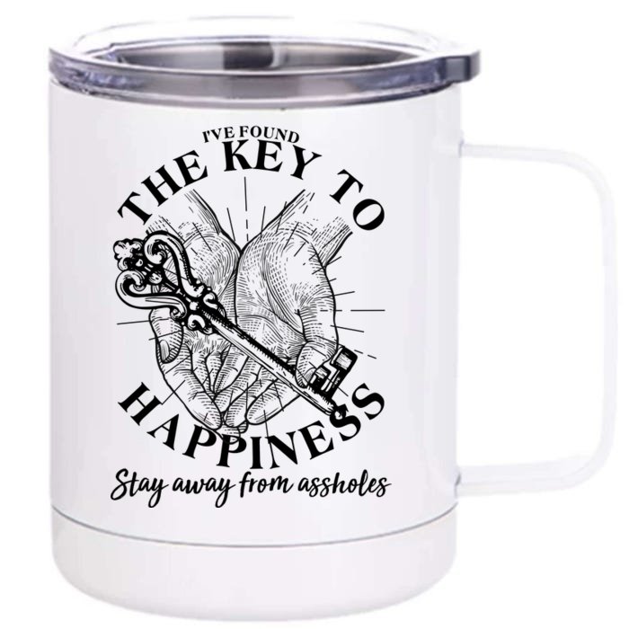 Funny Vintage The Key to Happiness Front & Back 12oz Stainless Steel Tumbler Cup